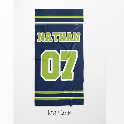 Personalized Sports Team Beach Towel: Retro Style, Custom Name