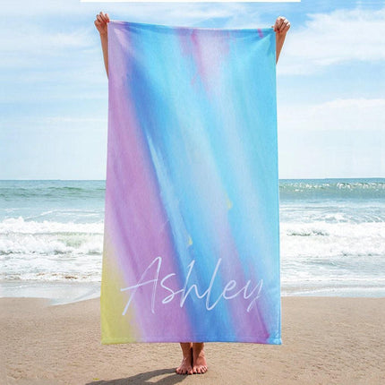 Personalized Tie Dye Beach Towel: Custom Name, Soft Cotton Blend