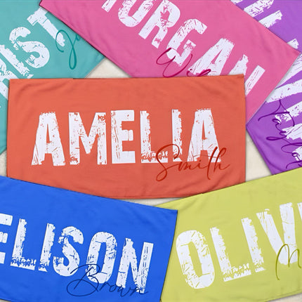 Personalized Beach Towel: Scripty Name, Custom Vacation Gift