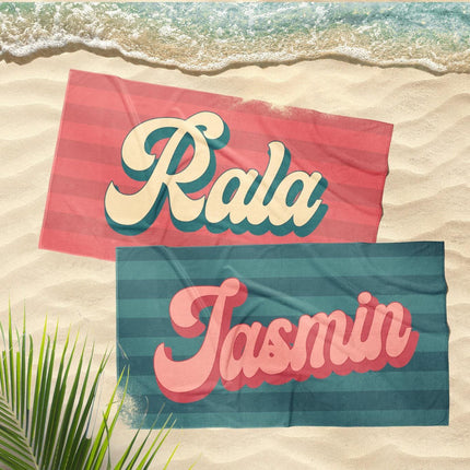 Retro Personalized Beach Towel: Custom Name Pool Towel