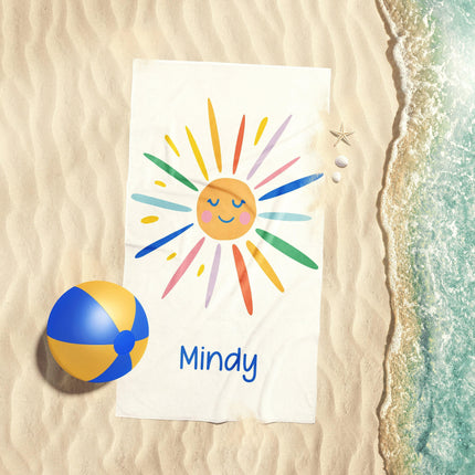Personalized Beach Towel: Hello Sunshine Custom Name Bath Towel, Easter basket