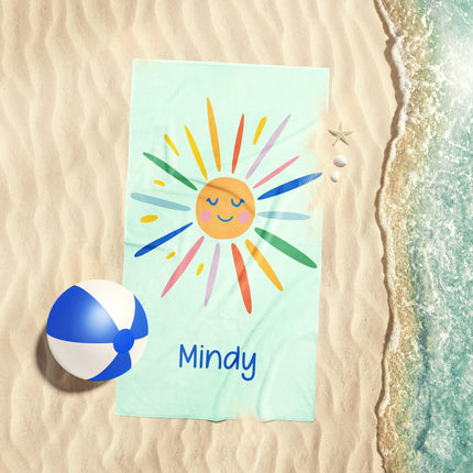Personalized Beach Towel: Hello Sunshine Custom Name Bath Towel, Easter basket
