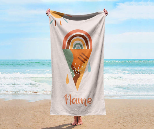 Personalized Beach Towel: Custom Name, Vibrant Design, Soft Cotton Blend