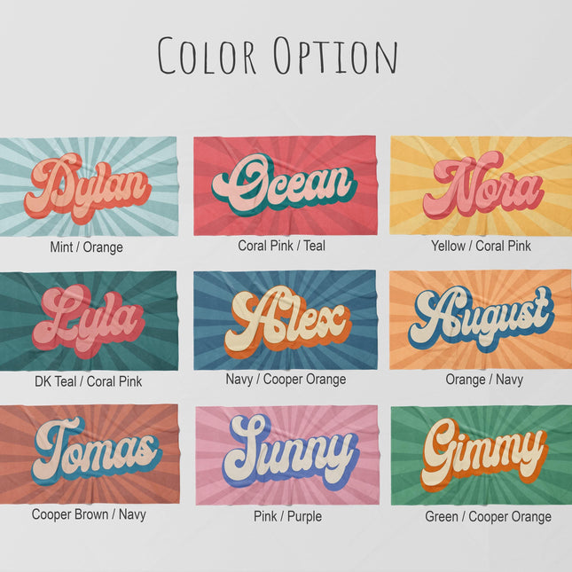 Groovy Retro Personalized Beach Towel: Custom Name Bath & Vacation Gift
