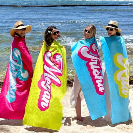 Personalized Retro Beach Towel: Custom Name, Vacation Gift