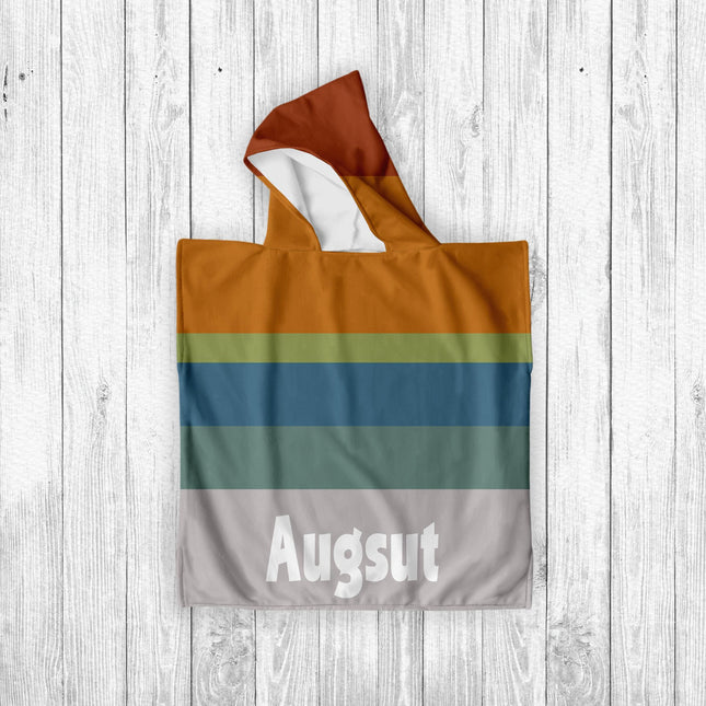 Retro Stripe Personalized Beach Towel: Custom Name Pool Towel