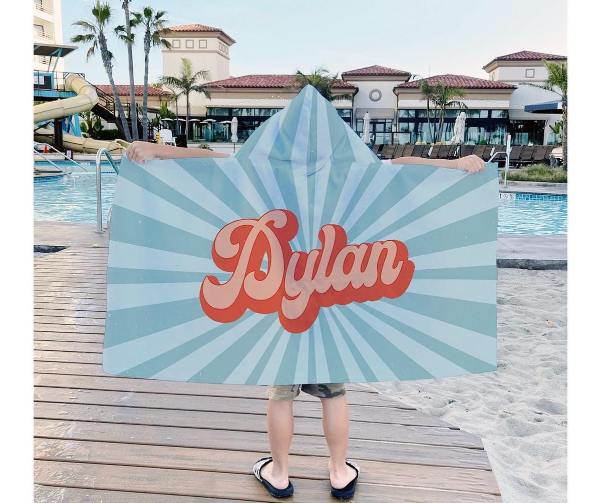 Groovy Retro Personalized Beach Towel: Custom Name Bath & Vacation Gift