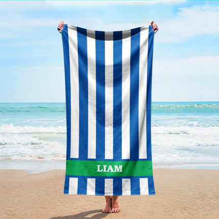 Vertical Stripe Personalized Beach Towel: Custom Name Bath Towel