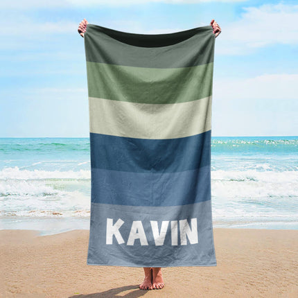 Retro Stripe Personalized Beach Towel: Custom Name Pool Towel