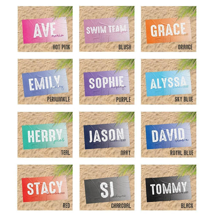 Solid Bold Font Style Personalized Beach Towel Personalized Name Bath Towel Custom Pool Towel Beach Towel With Name Outside Birthday Gift