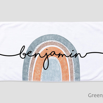 Personalized Rainbow Beach Towel: Custom Name Vacation Gift