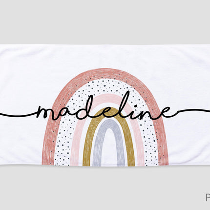 Personalized Rainbow Beach Towel: Custom Name Vacation Gift