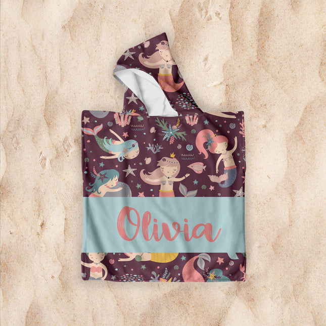 Personalized Mermaid Beach Towel: Retro Custom Kids Pool Towel