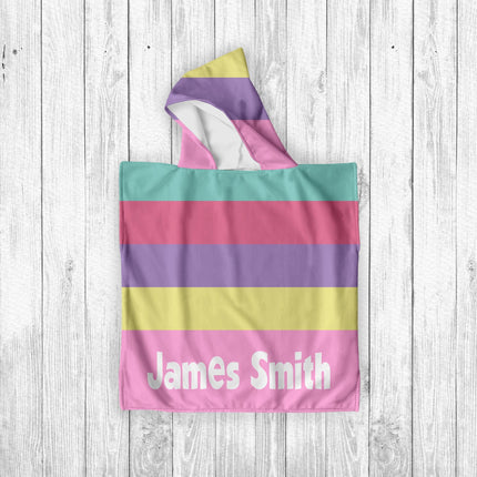 Retro Stripe Personalized Beach Towel: Custom Name Pool Towel