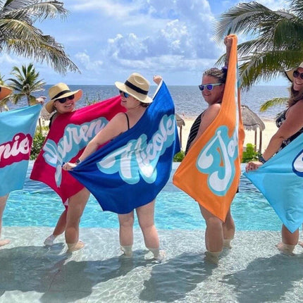 Retro Personalized Beach Towel: Custom Name Bath & Pool Towel