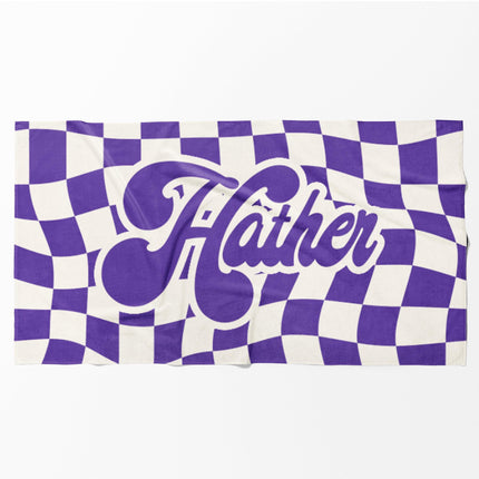 Personalized Checkerboard Beach Towel: Retro Custom Name Gift