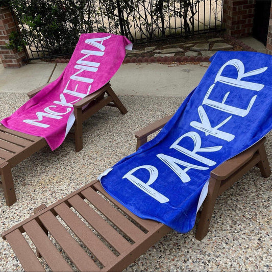 Personalized Beach Towel: Bold Font Custom Name, Vacation Gift