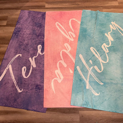 Personalized Watercolor Beach Towel: Custom Name Script - 30x60