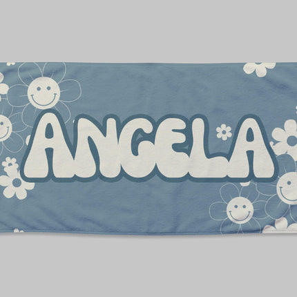 Personalized Groovy Flower Beach Towel: Custom Name Bath & Pool Towel