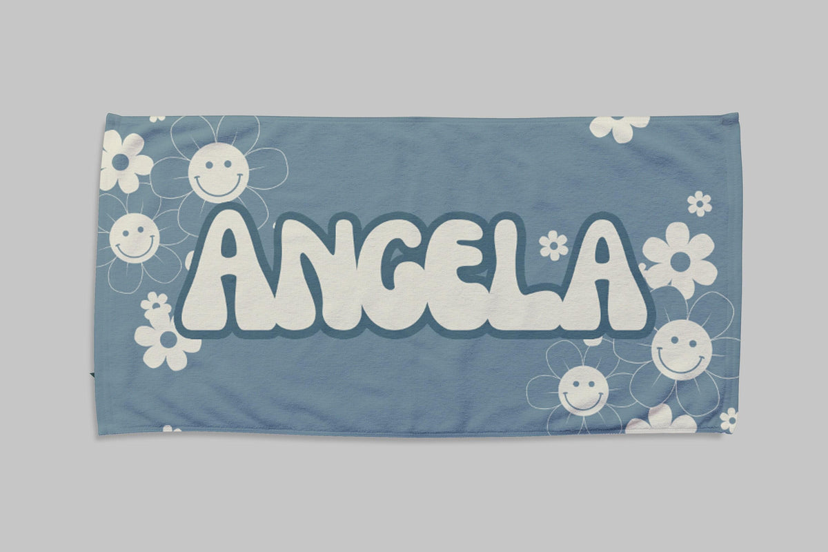 Personalized Groovy Flower Beach Towel: Custom Name Bath & Pool Towel