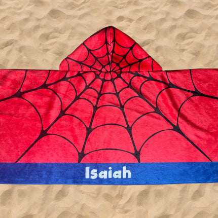 Personalized Spider design Kids Hooded Beach Towel, Soft Cotton Lining