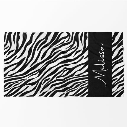 Personalized Animal Print Beach Towel: Custom Name Bath & Pool Towel
