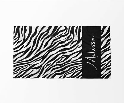 Personalized Animal Print Beach Towel: Custom Name Bath & Pool Towel