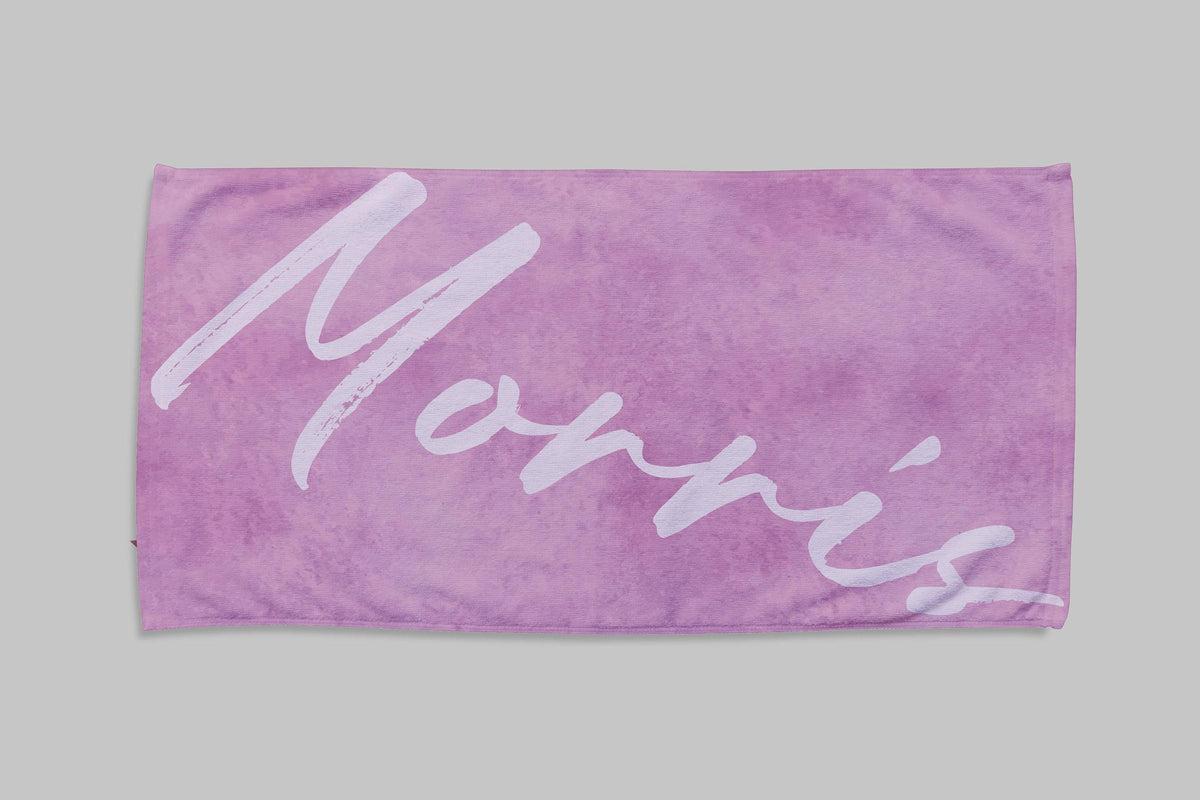 Personalized Watercolor Beach Towel: Custom Name Script - 30x60