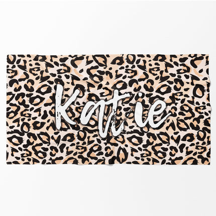 Personalized Animal Print Beach Towel: Custom Name Bath & Pool Towel