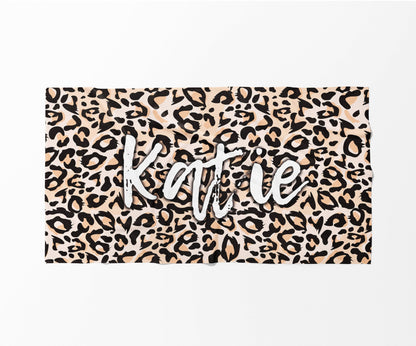 Personalized Animal Print Beach Towel: Custom Name Bath & Pool Towel