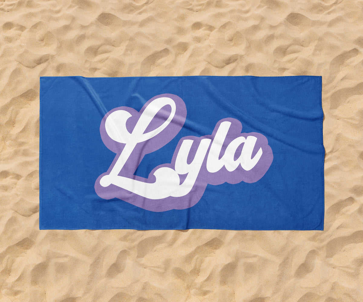 Retro Personalized Beach Towel: Custom Name Vacation Gift
