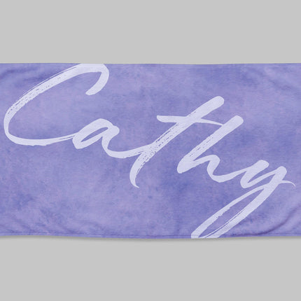 Personalized Watercolor Beach Towel: Custom Name Script - 30x60