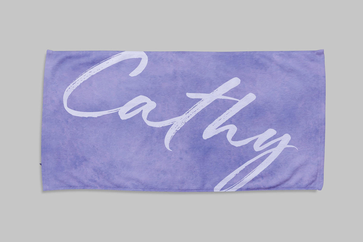 Personalized Watercolor Beach Towel: Custom Name Script - 30x60