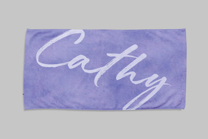 Personalized Watercolor Beach Towel: Custom Name Script - 30x60