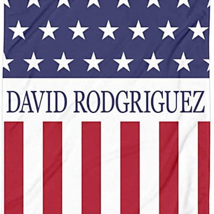 Personalized US Flag Beach Towel: Custom Name, Patriotic Gift