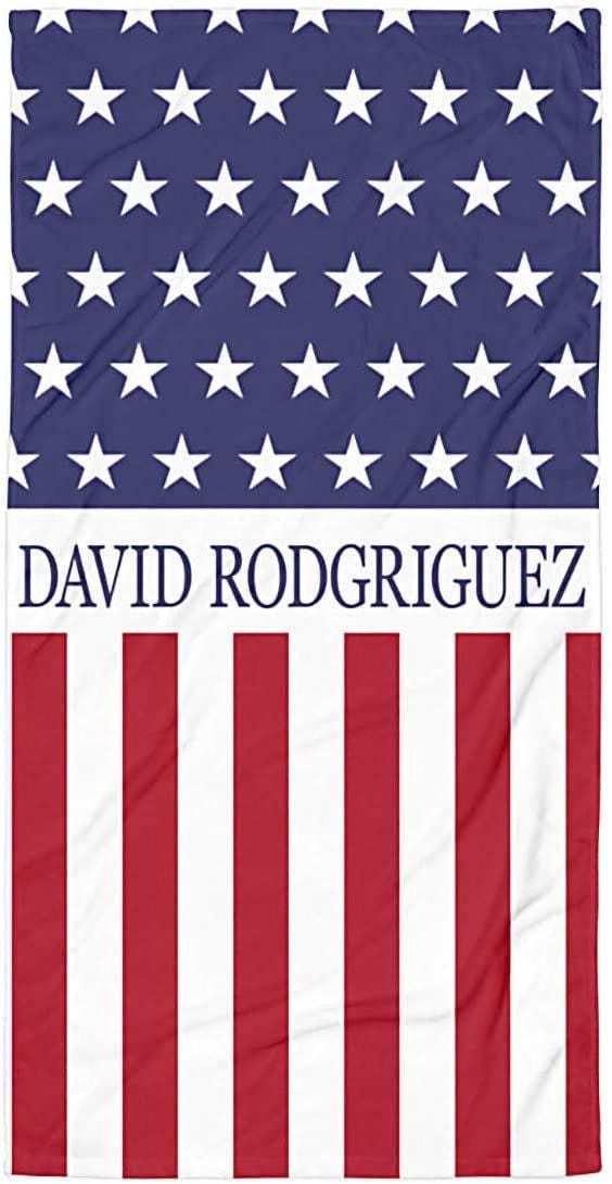 Personalized US Flag Beach Towel: Custom Name, Patriotic Gift