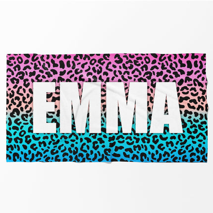 Personalized Animal Print Beach Towel: Custom Name Bath & Pool Towel