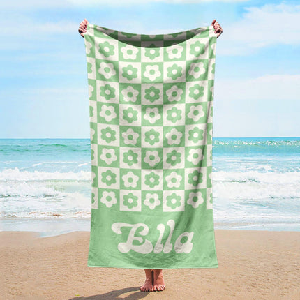 Personalized Retro Beach Towel: Kids Hoodie Custom Name Gift