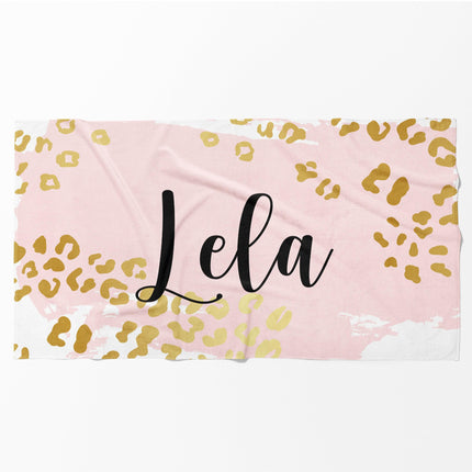 Personalized Animal Print Beach Towel: Custom Name Bath & Pool Towel
