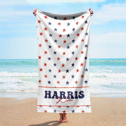 Personalized 4th of July Beach Towel: USA Patriotic Name Gift