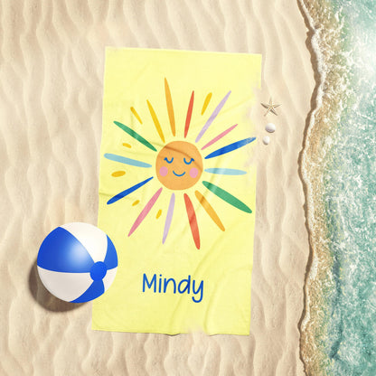 Personalized Hello Sunshine Beach Towel: Custom Name, Vibrant Colors