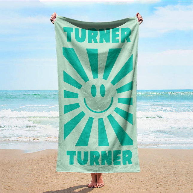 Personalized Smile Face Beach Towel: Custom Name, Vibrant Colors