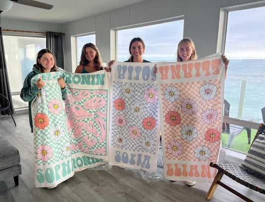 Personalized Retro Beach Towel: Custom Name, Vibrant Colors