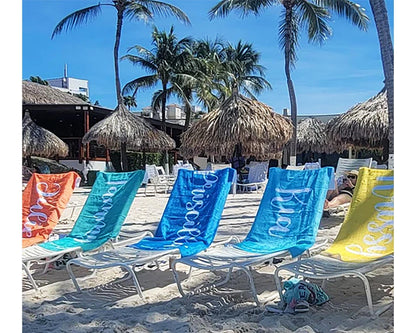 Personalized Script Beach Towel: Custom Name, Vacation Gift