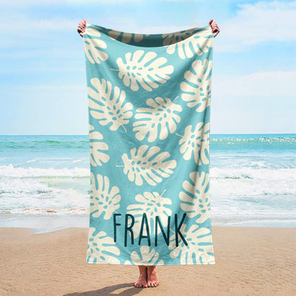 Personalized Beach Towel: Bold Font Custom Name, Tropical Design