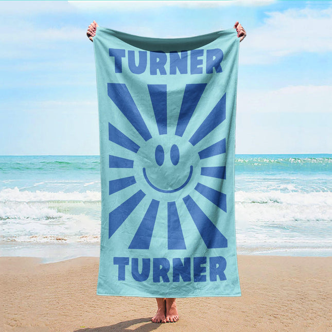 Personalized Smile Face Beach Towel: Custom Name, Vibrant Colors