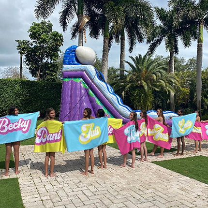 Personalized Retro Beach Towel: Custom Name, Vacation Gift