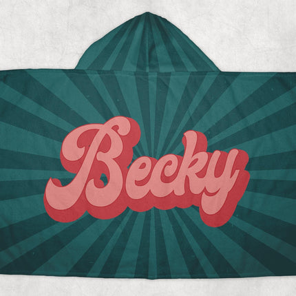 Retro Personalized Kids Hooded Towel: Custom Name Beach Towel