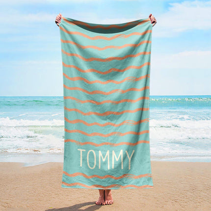 Personalized Beach Towel: Bold Font Custom Name, Tropical Design