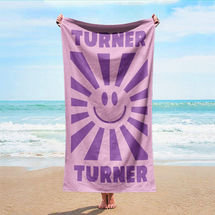Personalized Smile Face Beach Towel: Custom Name, Vibrant Colors